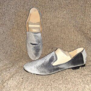 BANANA REPUBLIC-Demi Smoking Loafer-Gray Velvet-Slip On Flat-Sz 7-Excellent
